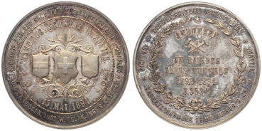 1894 Silbermedaille zur Einweihung des Albistunnels Zug - Zürich